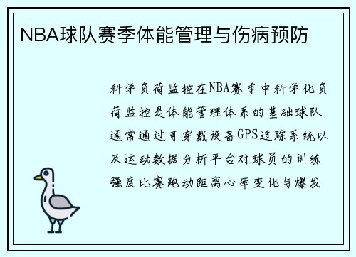 NBA球队赛季体能管理与伤病预防