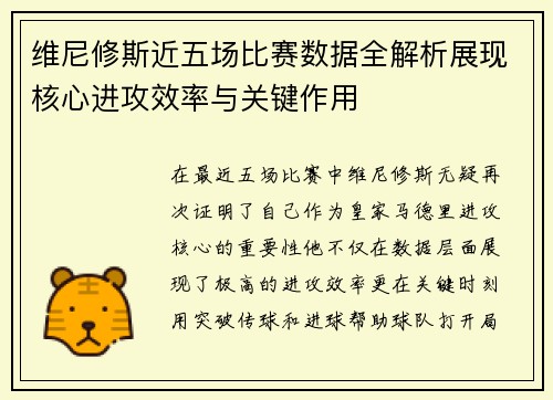 维尼修斯近五场比赛数据全解析展现核心进攻效率与关键作用